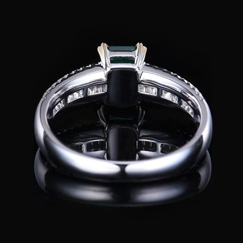 14k Gold 1.31 Ctw Vivid Green Natural Emerald & Diamond Ring - 4