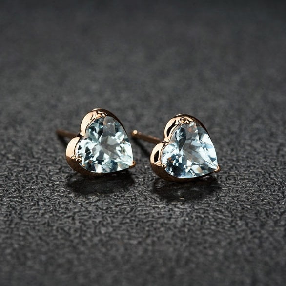 14k Gold 2.28 Ct Natural Aquamarine Earrings - 2