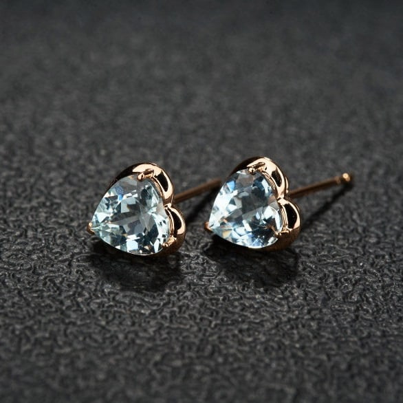 14k Gold 2.28 Ct Natural Aquamarine Earrings - 3