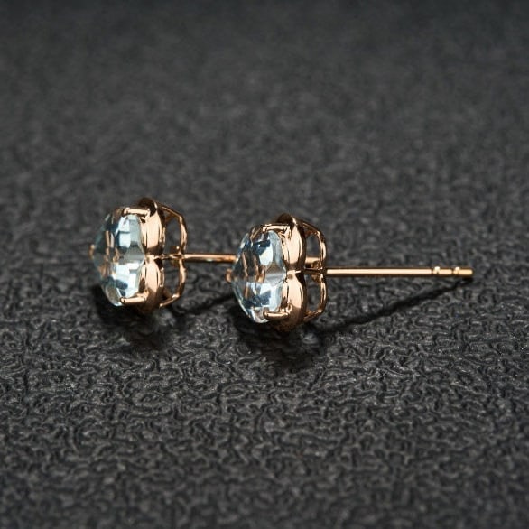 14k Gold 2.28 Ct Natural Aquamarine Earrings - 4