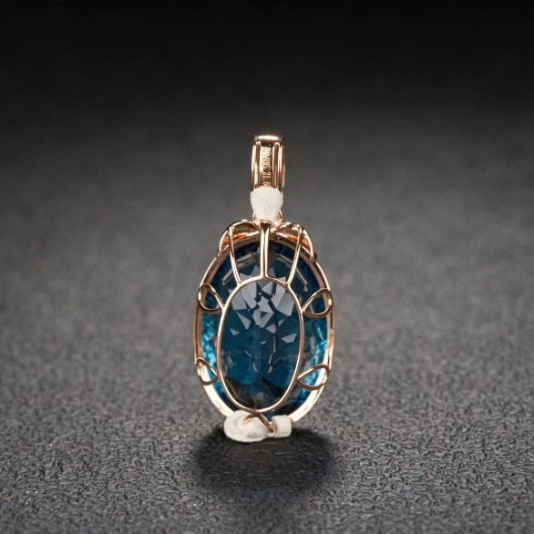14k Gold 21.68 Ct Natural Topaz & Diamond Pendant( Without Chain ) - 5