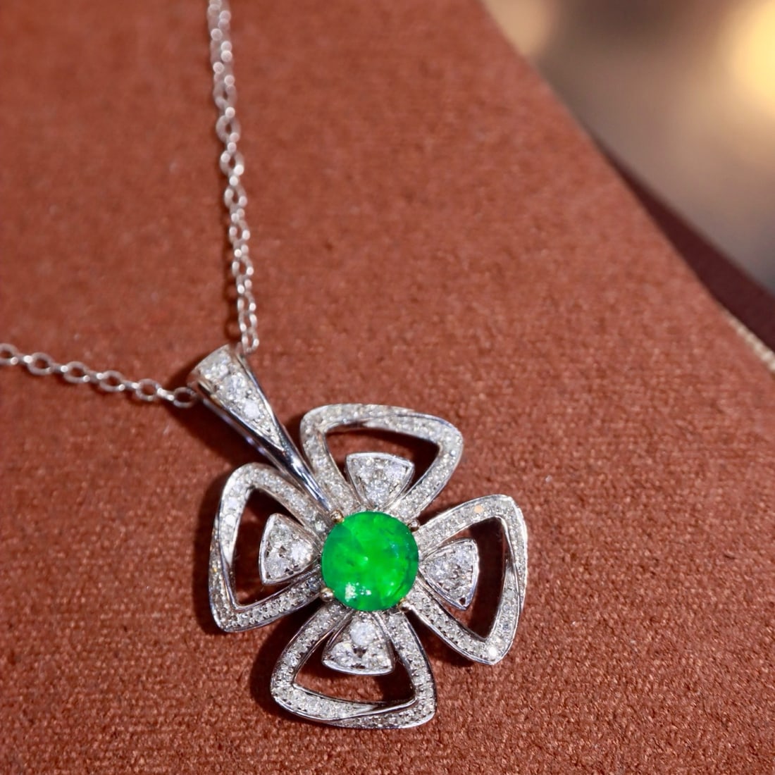 14k Gold 1.21 Ctw Vivid Green Natural Emerald & Diamond Pendant( Without Chain ): Ref:231176027gold // content:14k // goldmain // gemstone:emeraldshape:roundcarat // weight:0. 65ct // color:vivid // greentreatment:naturalcut // grade:gadjacent // gemstone // 2 // : // diamondshape: