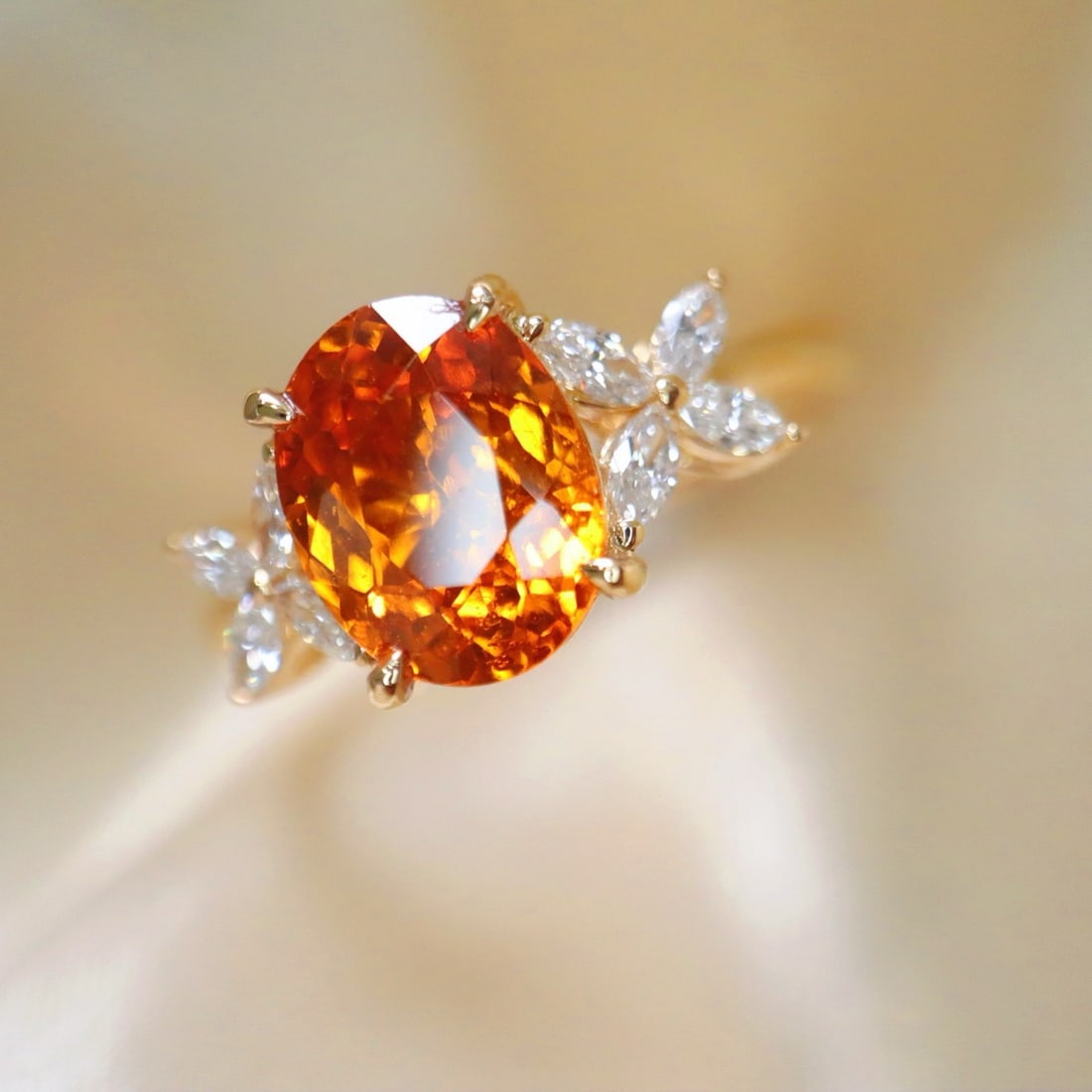 14k Gold 2.52 Ctw Natural Spessartine & Diamond Ring - 2