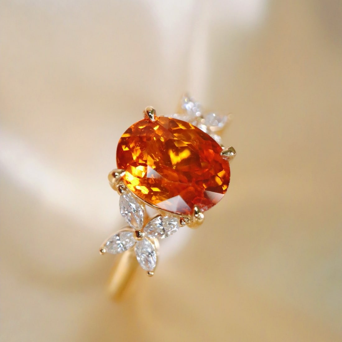 14k Gold 2.52 Ctw Natural Spessartine & Diamond Ring - 3