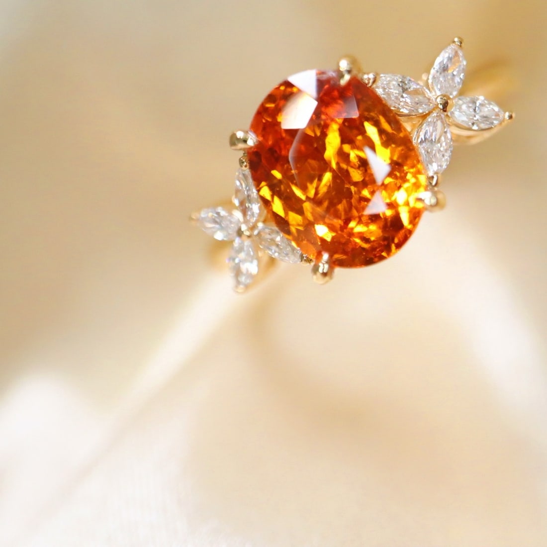14k Gold 2.52 Ctw Natural Spessartine & Diamond Ring - 5