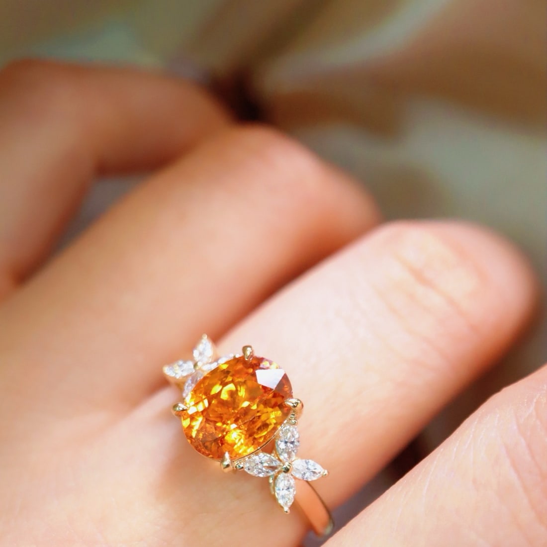 14k Gold 2.52 Ctw Natural Spessartine & Diamond Ring - 6