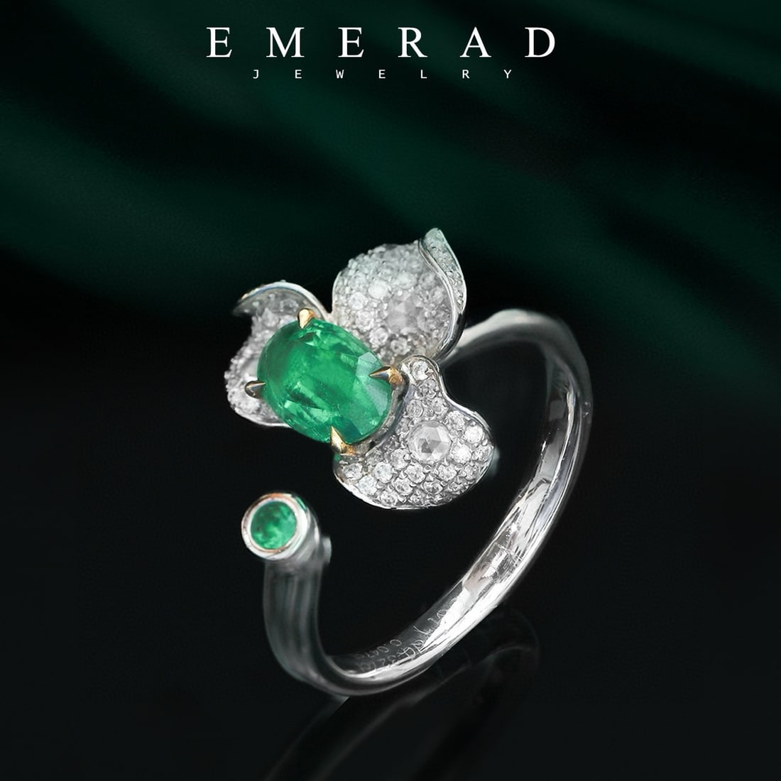 14k Gold 1.15 Ctw Vivid Green Natural Emerald & Diamond Ring: Ref:231176041gold // content:14k // goldring // size:7. 25usmain // gemstone:emeraldshape:ovalcarat // weight:0. 78ct // color:vivid // greentreatment:naturaladjacent // gemstone // 2 // : //