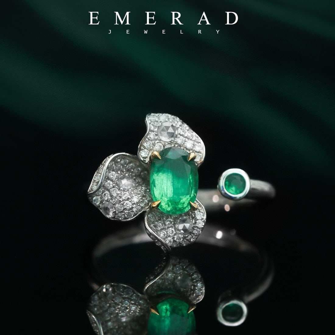 14k Gold 1.15 Ctw Vivid Green Natural Emerald & Diamond Ring - 3