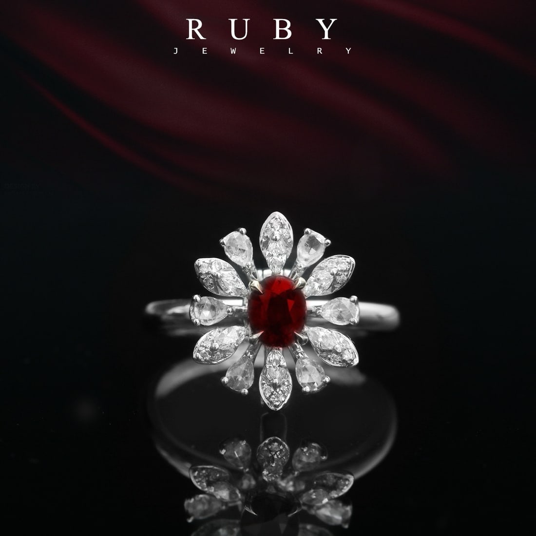 14k Gold 0.96 Ctw Natural Ruby & Diamond Ring: Ref:231176042gold // content:14k // goldring // size:7. 25usmain // gemstone:rubyshape:ovalcarat // weight:0. 64ct // color:pigeonblood // redtreatment:naturaladjacent // gemstone // 2 // : //
