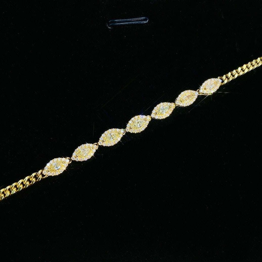 14k Gold 1.27 Ctw Natural Yellow Diamond & Diamond Bracelet - 2