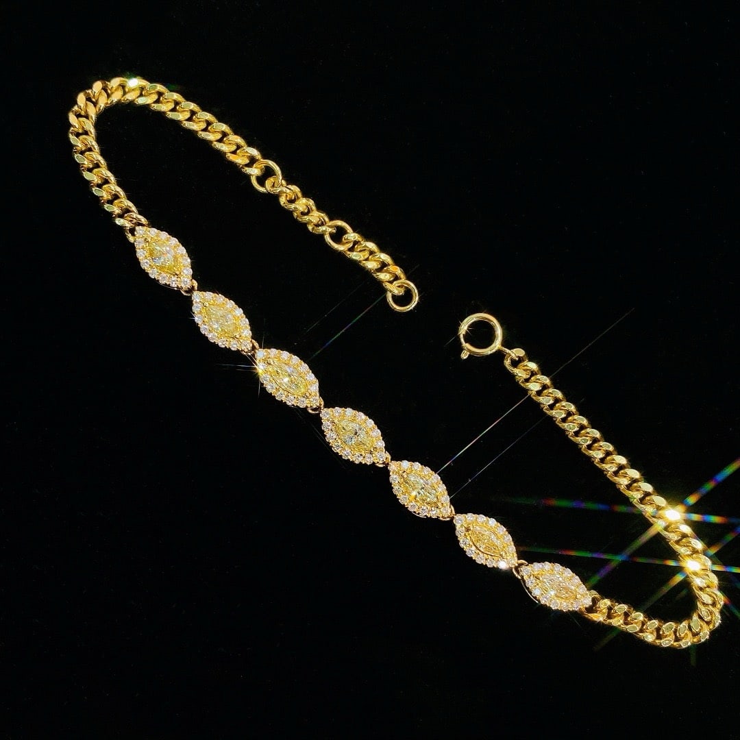 14k Gold 1.27 Ctw Natural Yellow Diamond & Diamond Bracelet - 3