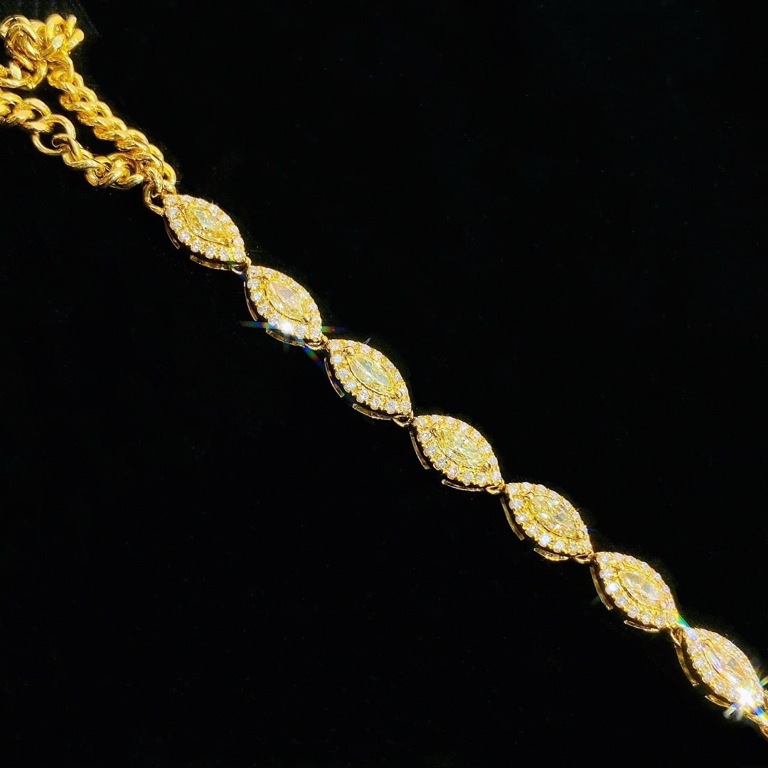 14k Gold 1.27 Ctw Natural Yellow Diamond & Diamond Bracelet - 4