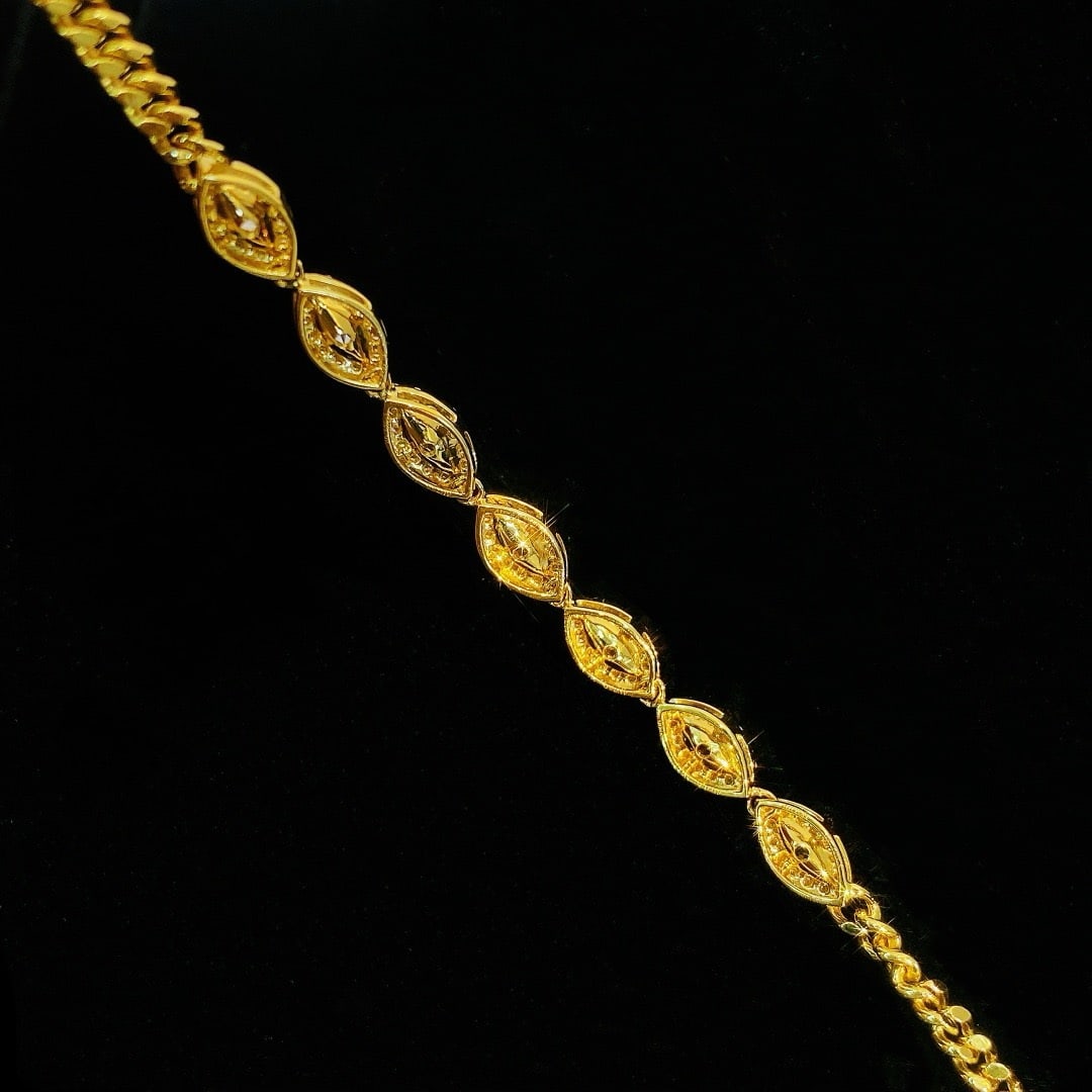 14k Gold 1.27 Ctw Natural Yellow Diamond & Diamond Bracelet - 5