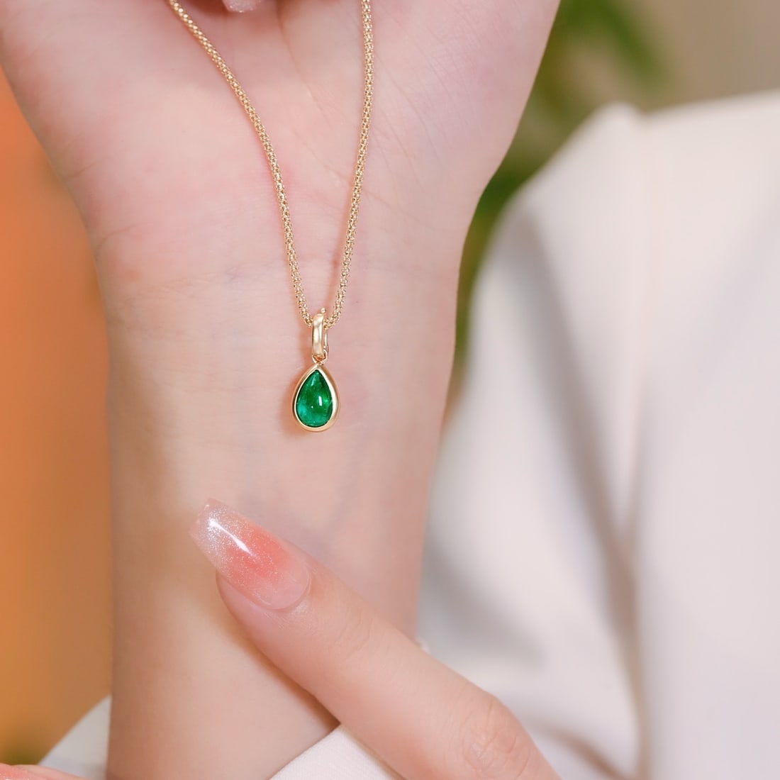 14k Gold 0.86 Ct Vivid Green Natural Emerald Pendant( Without Chain ) - 4