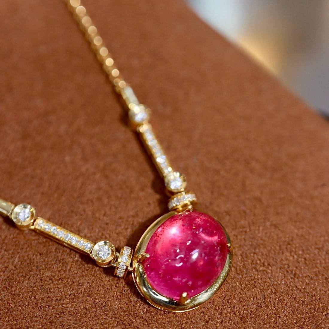14k Gold 3.77 Ctw Natural Ruby & Diamond Necklace - 2