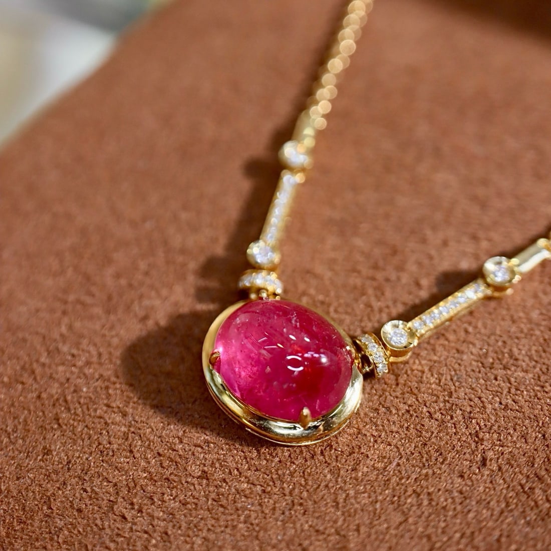 14k Gold 3.77 Ctw Natural Ruby & Diamond Necklace - 3