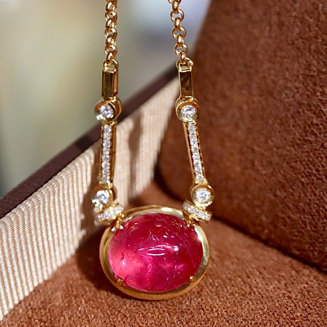 14k Gold 3.77 Ctw Natural Ruby & Diamond Necklace - 4
