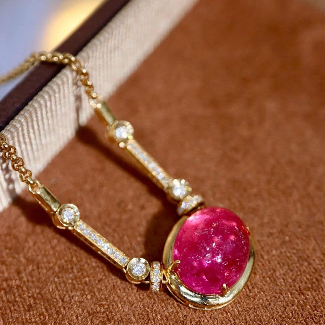 14k Gold 3.77 Ctw Natural Ruby & Diamond Necklace - 7