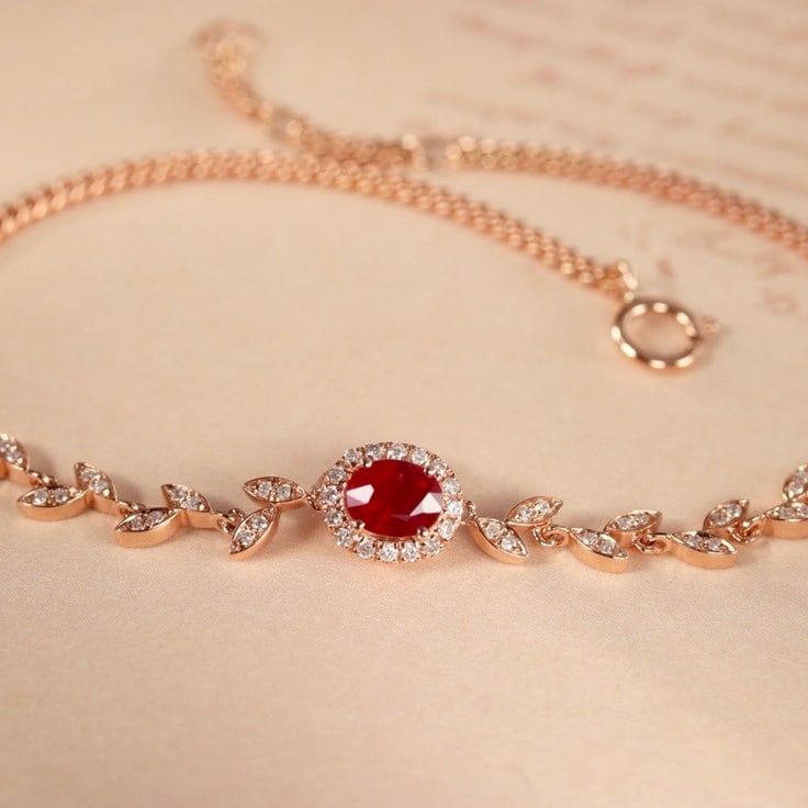 14k Gold 0.4 Ct Natural Ruby & Diamond Bracelet: Ref:231176058gold // content:14k // goldmain // gemstone:rubyshape:ovalcarat // weight:0. 4ct // color:redtreatment:naturaladjacent // gemstone // 2 // : // diamondshape:roundclarity // grade:vs-sicol
