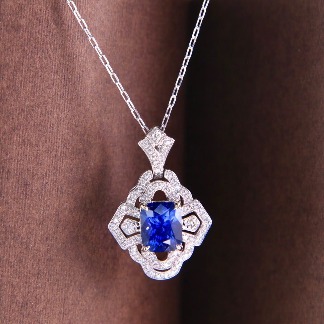 14k Gold 1.19 Ctw Natural Sapphire & Diamond Necklace - 5