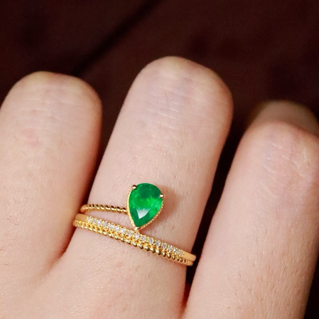 14k Gold 0.56 Ctw Natural Emerald & Diamond Ring - 4