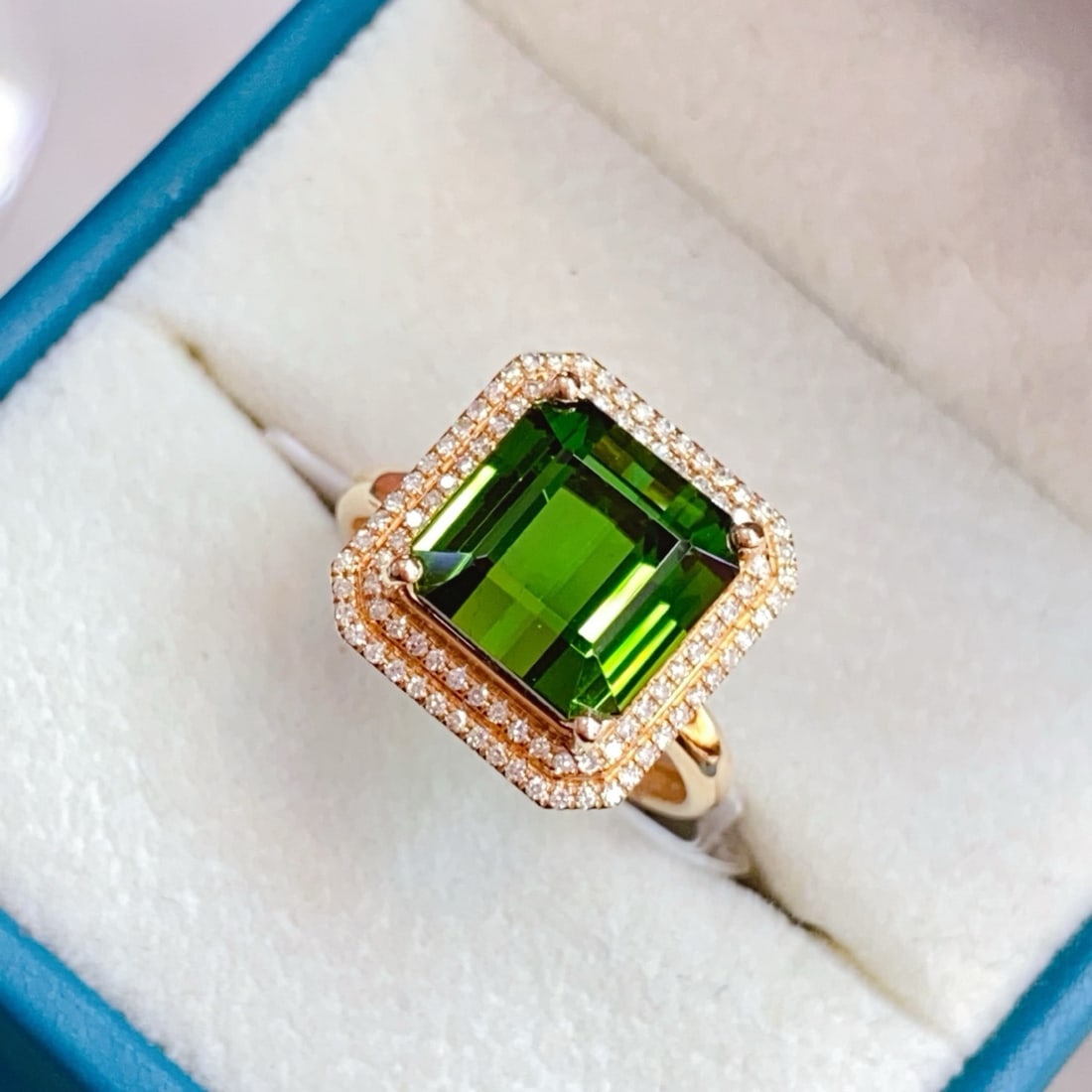14k Gold 6.13 Ctw Natural Tourmaline & Diamond Ring - 2