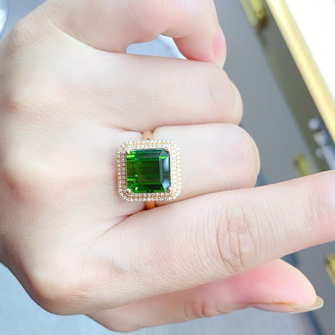 14k Gold 6.13 Ctw Natural Tourmaline & Diamond Ring - 4