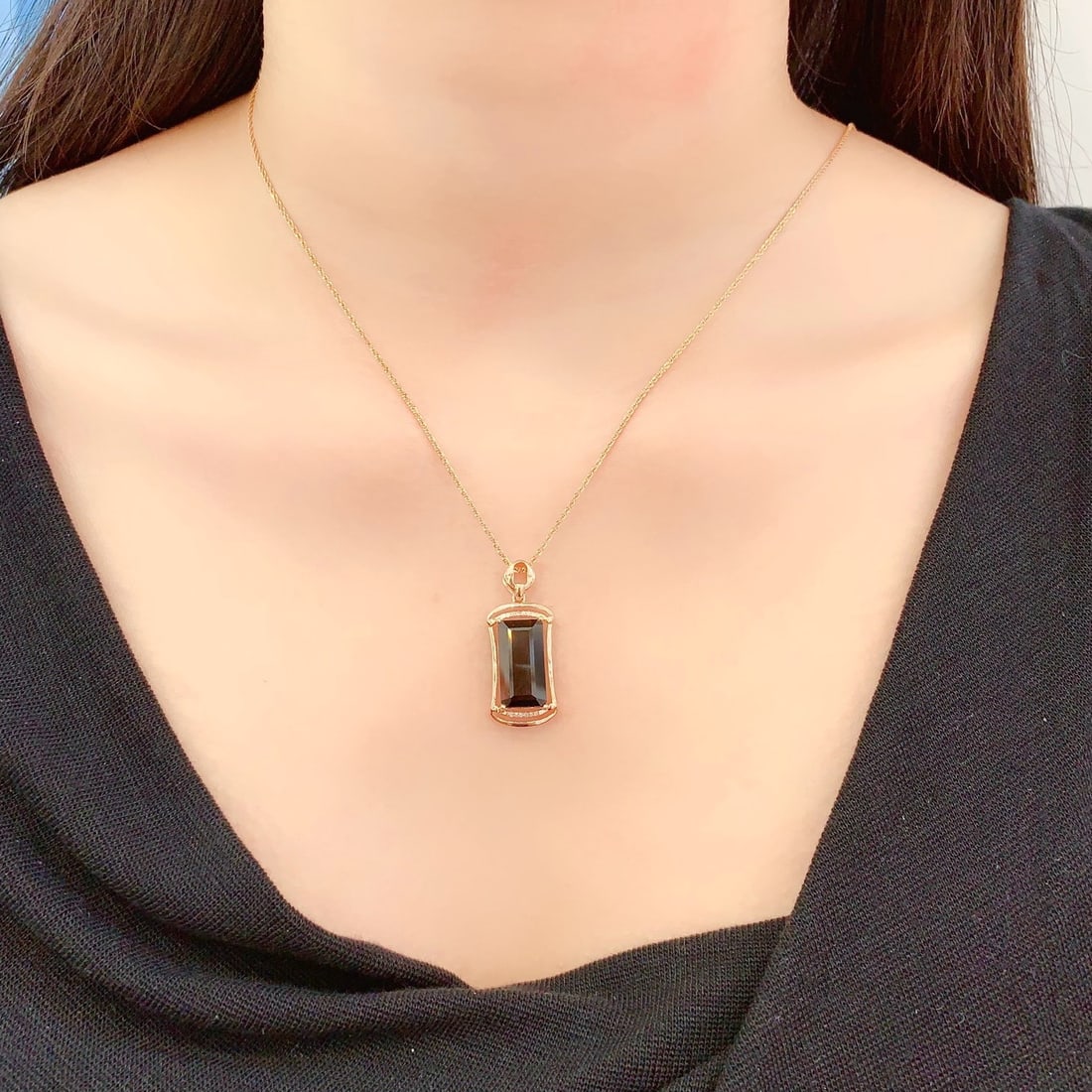 14k Gold 5.97 Ct Natural Tourmaline & Diamond Pendant( Without Chain ) - 6