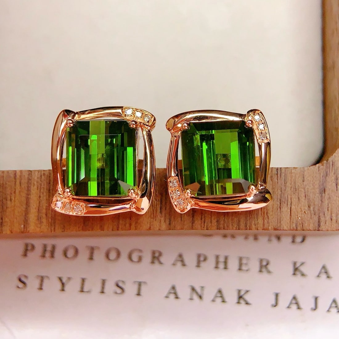 14k Gold 5.55 Ct Natural Tourmaline & Diamond Earrings - 2