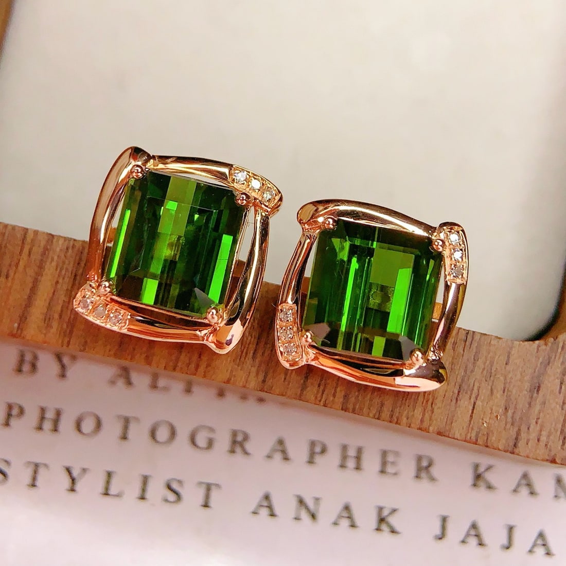 14k Gold 5.55 Ct Natural Tourmaline & Diamond Earrings - 3