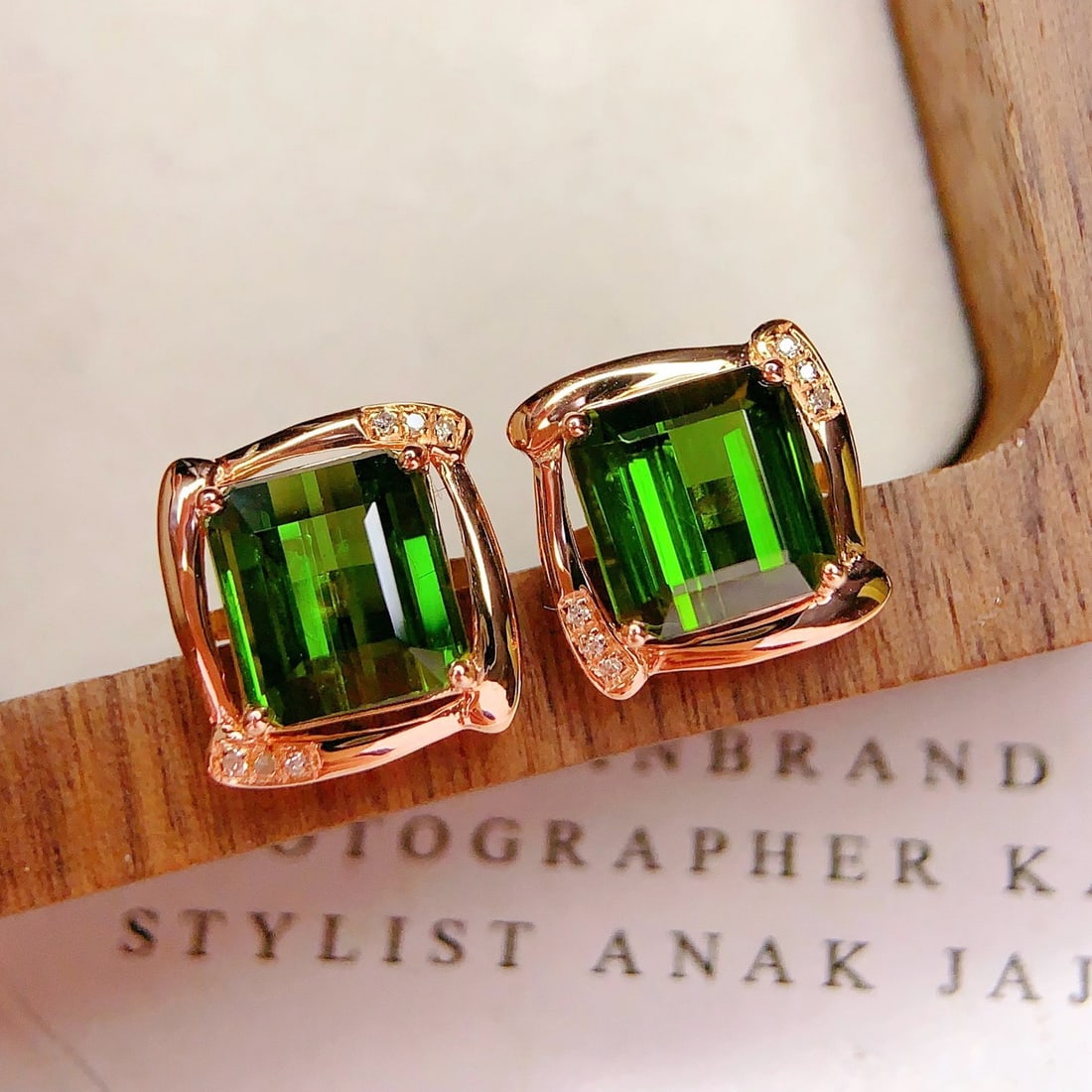 14k Gold 5.55 Ct Natural Tourmaline & Diamond Earrings - 4