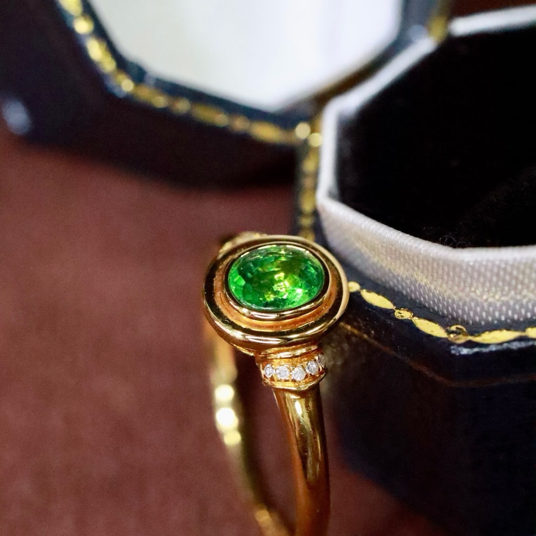 14k Gold 0.42 Ctw Natural Tsavorite & Diamond Ring - 2