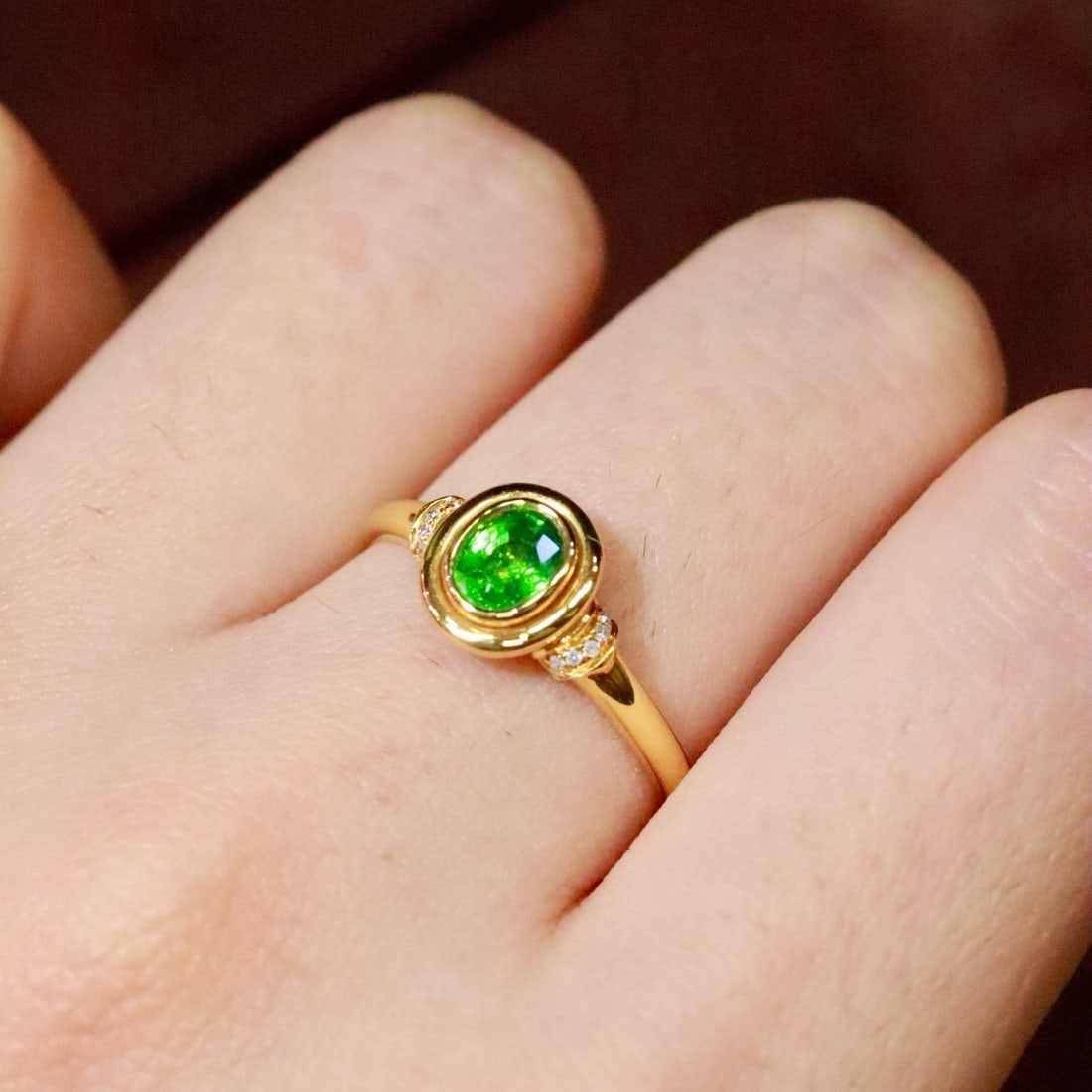 14k Gold 0.42 Ctw Natural Tsavorite & Diamond Ring - 3