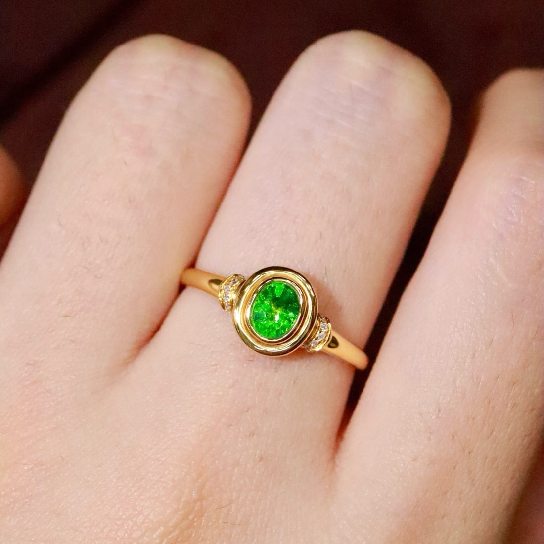 14k Gold 0.42 Ctw Natural Tsavorite & Diamond Ring - 5