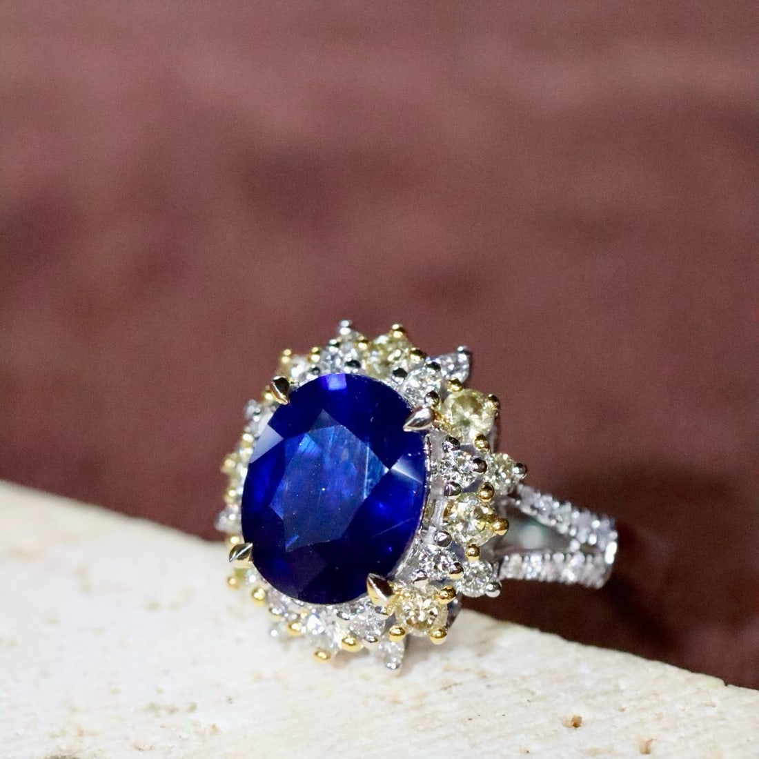 14k Gold 2.61 Ctw Natural Sapphire & Diamond Ring - 2