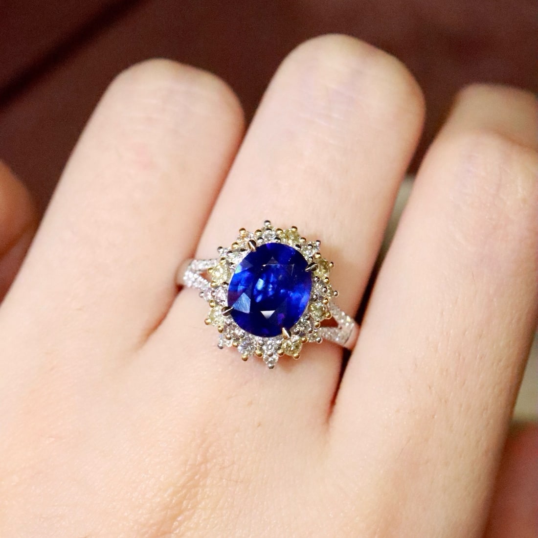 14k Gold 2.61 Ctw Natural Sapphire & Diamond Ring - 5