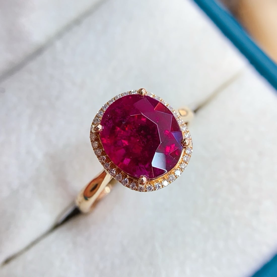 14k Gold 2.91 Ctw Natural Tourmaline & Diamond Ring - 3
