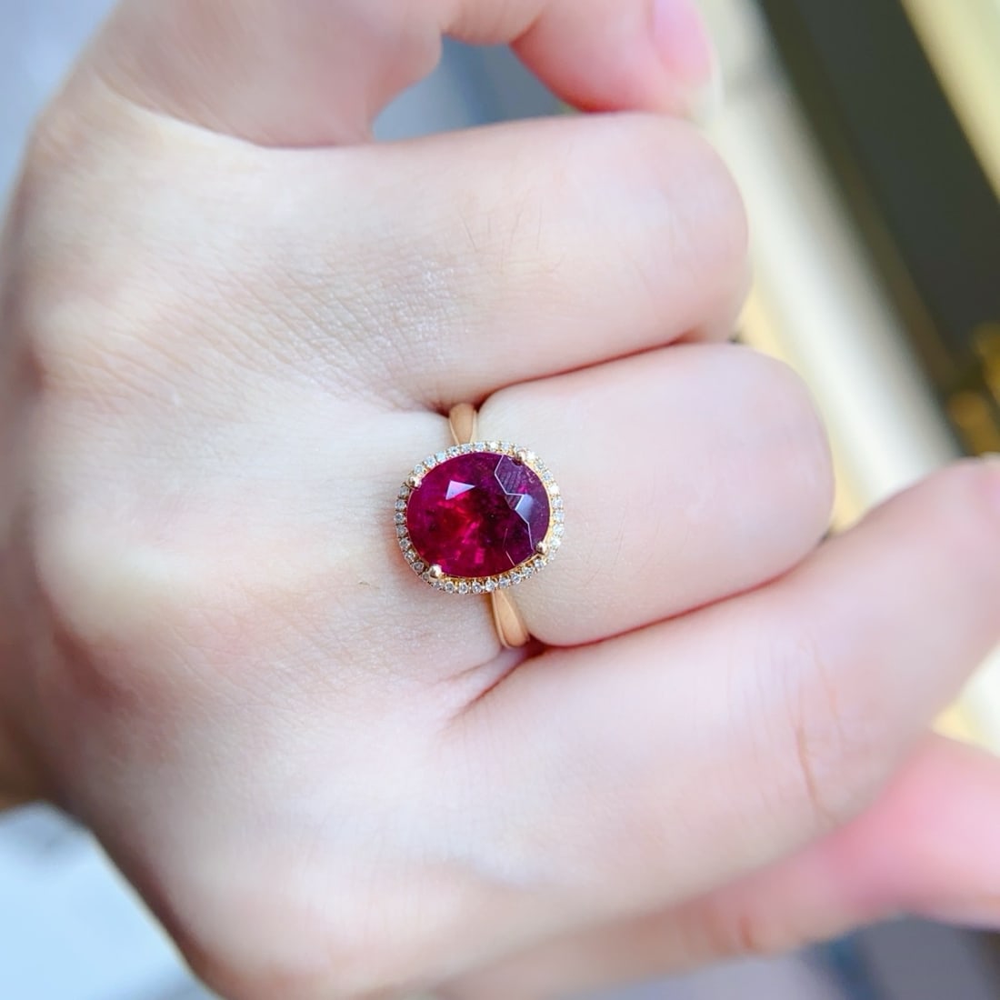 14k Gold 2.91 Ctw Natural Tourmaline & Diamond Ring - 4