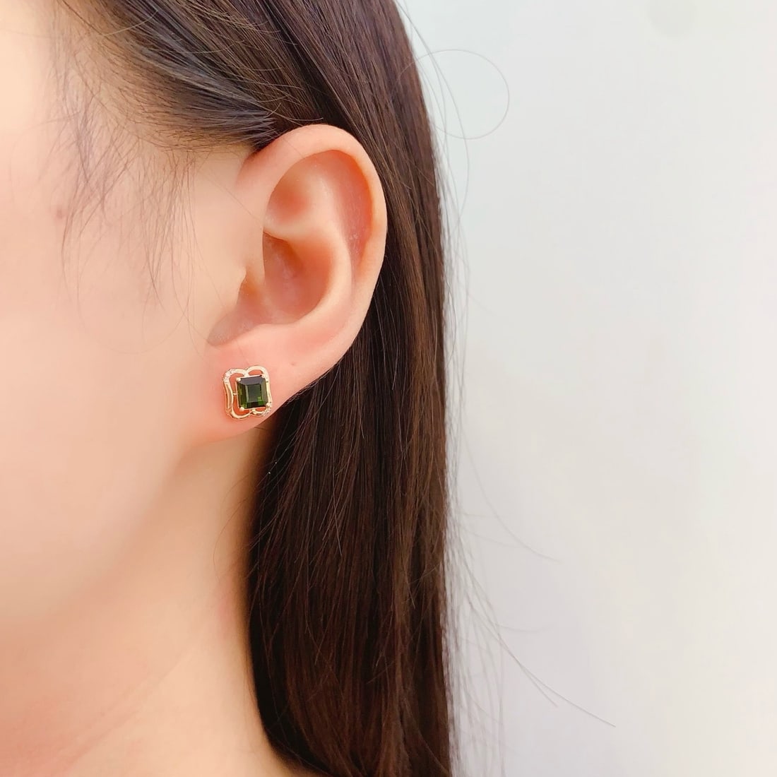 14k Gold 2.15 Ct Natural Tourmaline & Diamond Earrings - 4