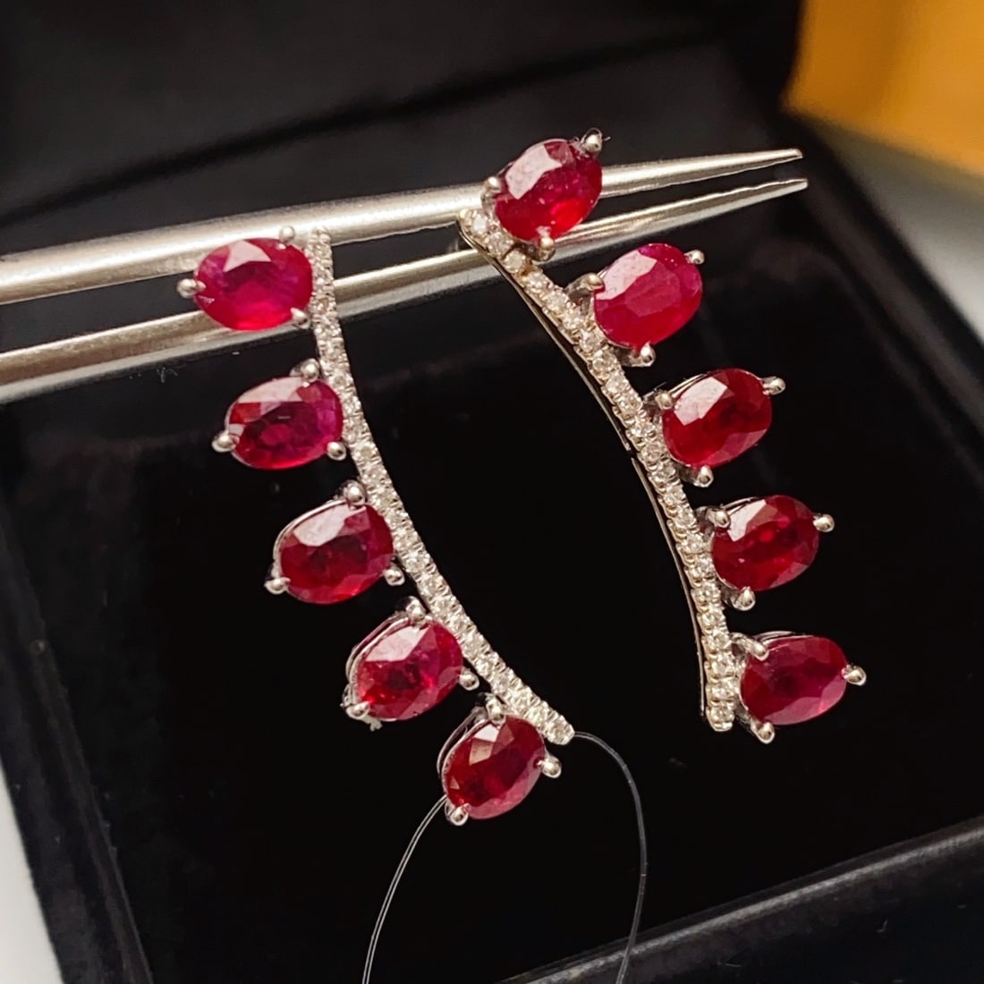 14k Gold 2.25 Ct Natural Ruby & Diamond Earrings - 3