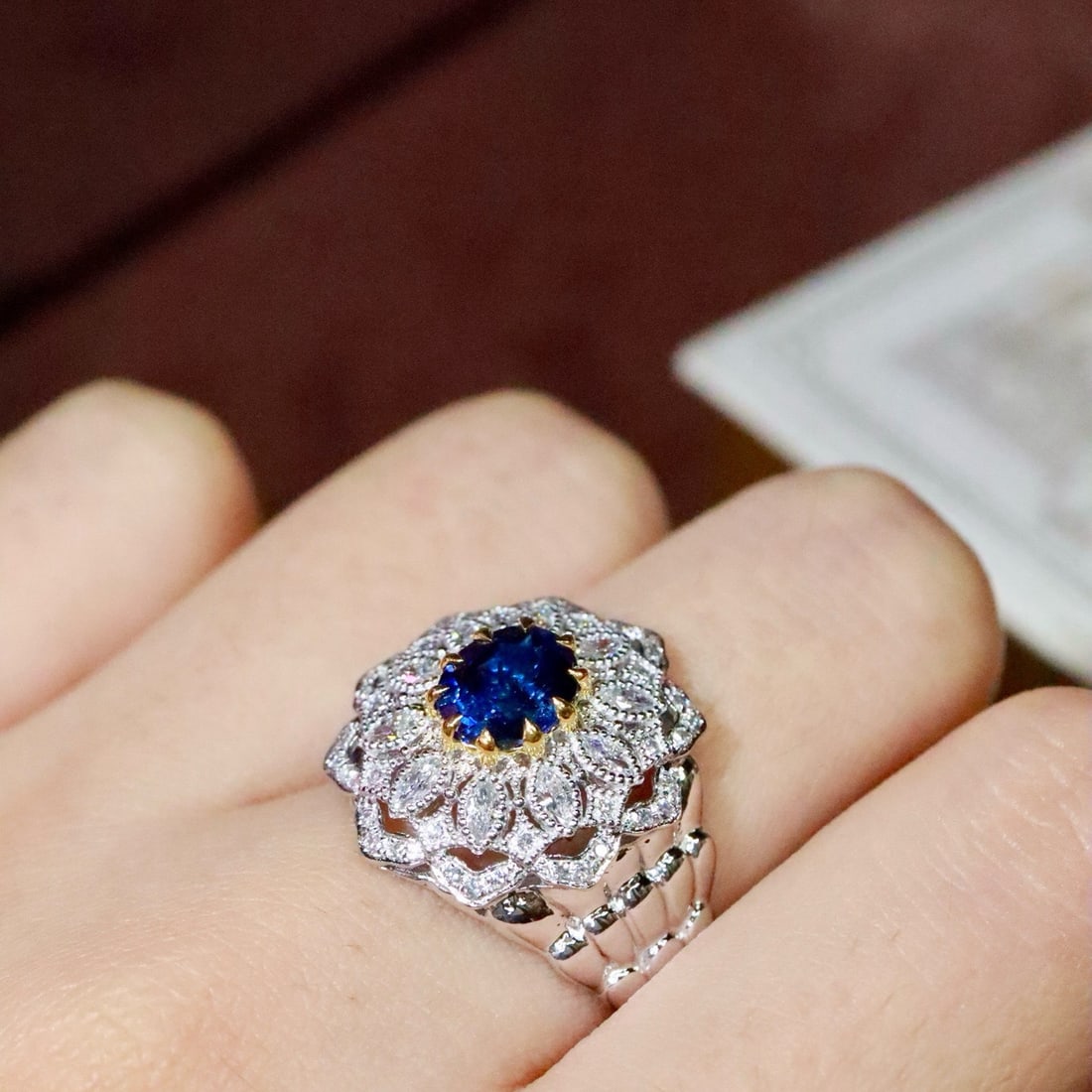 14k Gold 1.25 Ctw Natural Sapphire & Diamond Ring - 6