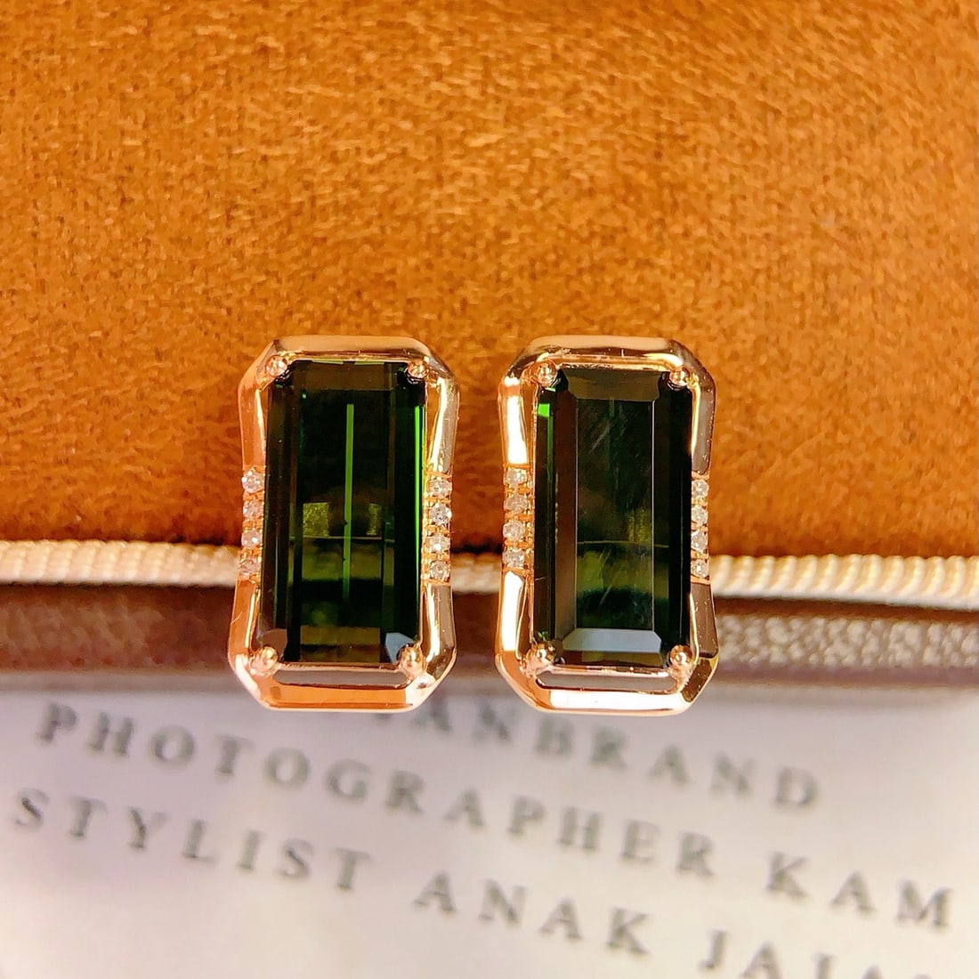 14k Gold 4.02 Ct Natural Tourmaline & Diamond Earrings - 3