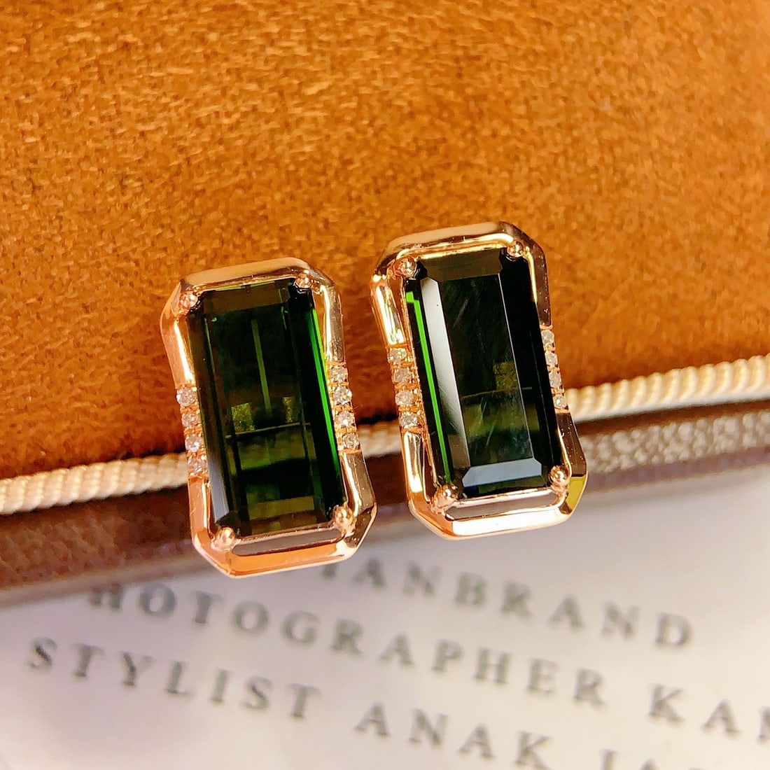 14k Gold 4.02 Ct Natural Tourmaline & Diamond Earrings - 4