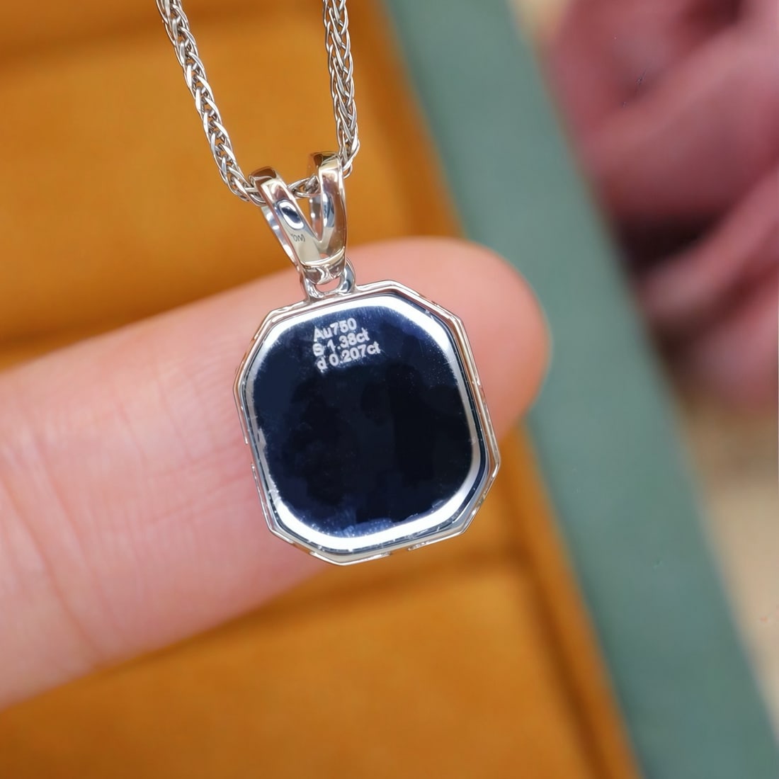 14k Gold 1.58 Ctw Natural Sapphire & Diamond Pendant( Without Chain ) - 4