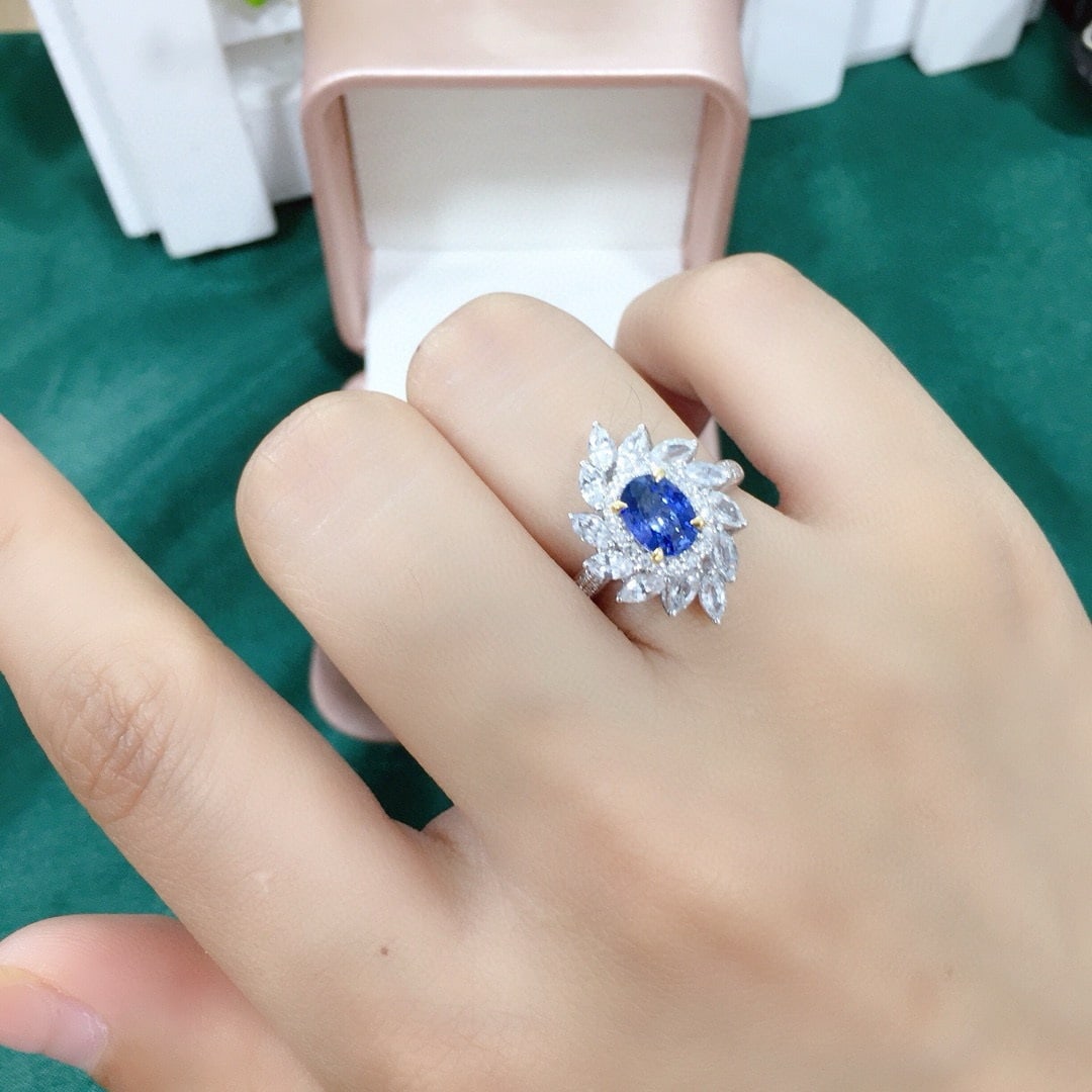 14k Gold 2.16 Ctw Natural Sapphire & Sapphire Ring - 5