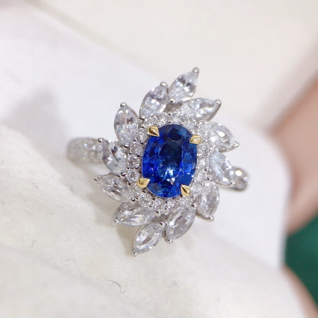 14k Gold 2.16 Ctw Natural Sapphire & Sapphire Ring - 6
