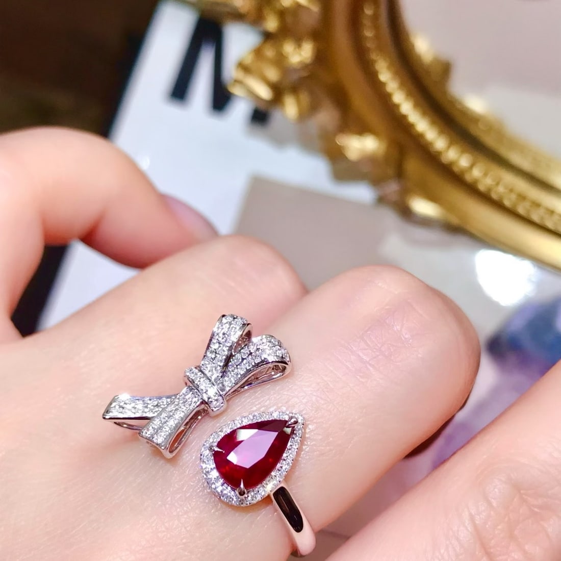 14k Gold 1.8 Ctw Vivid Red Natural Ruby & Diamond Ring - 3