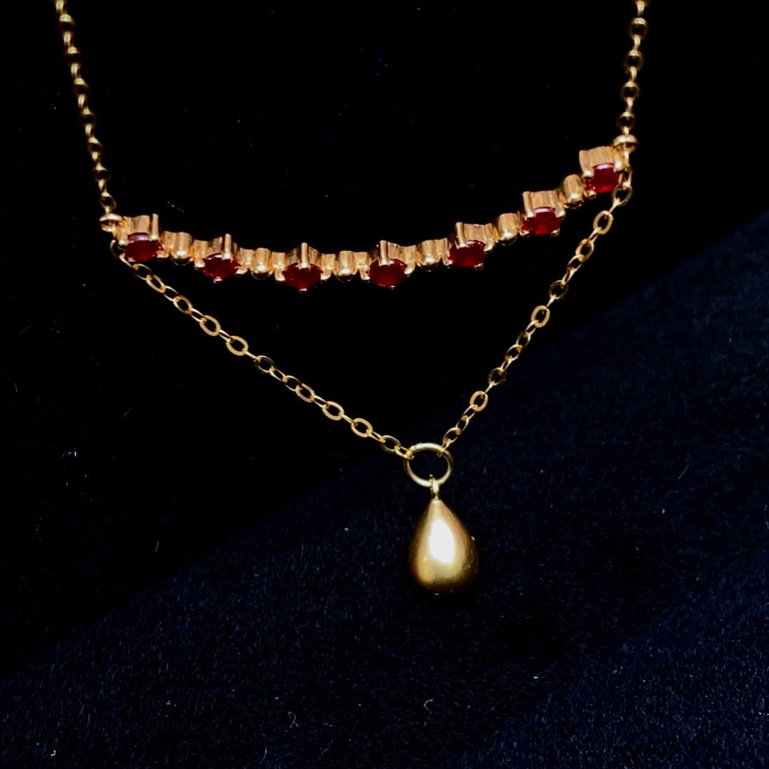 14k Gold 0.58 Ct Vivid Red Natural Ruby Necklace - 3