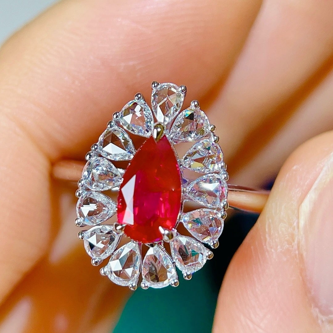 14k Gold 1.64 Ctw Vivid Red Natural Ruby & Diamond Ring (1 of 10)