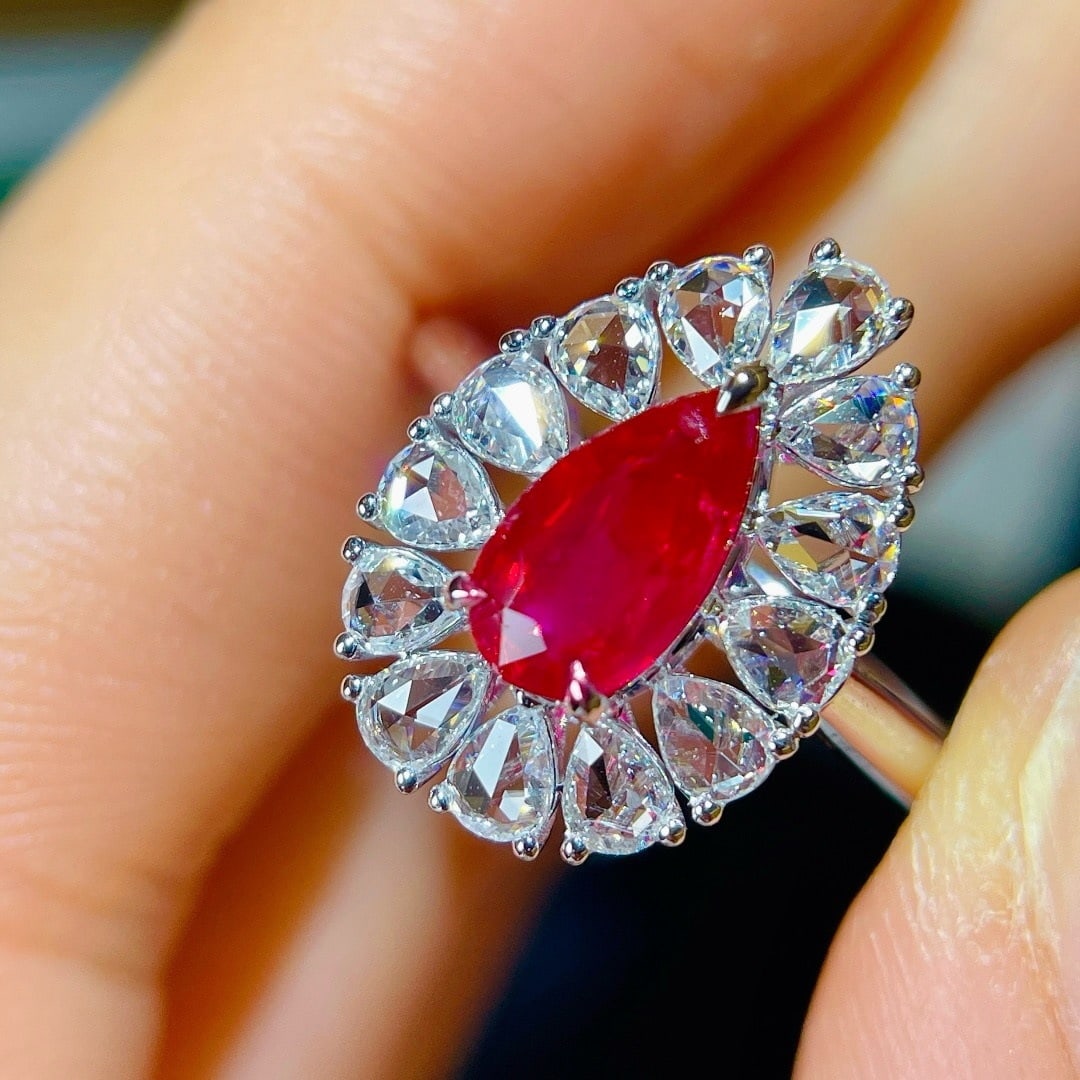 14k Gold 1.64 Ctw Vivid Red Natural Ruby & Diamond Ring - 7